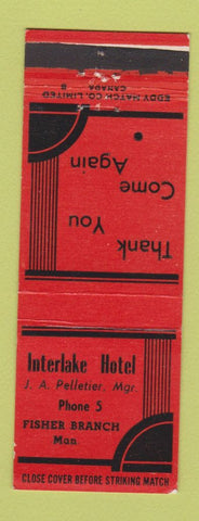 Matchbook Cover - Interlake Hotel Fisher Branch MB WEAR