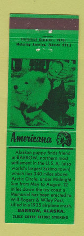 Matchbook Cover - Barrow AK Perkins Americana GREEN
