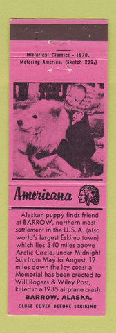 Matchbook Cover - Barrow AK Perkins Americana PINK