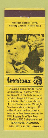 Matchbook Cover - Barrow AK Perkins Americana YELLOW
