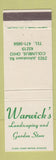 Matchbook Cover - Warwick's Landscaping Columbus OH