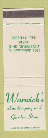Matchbook Cover - Warwick's Landscaping Columbus OH
