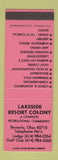 Matchbook Cover - Lakeside Resort Colony Beverly OH