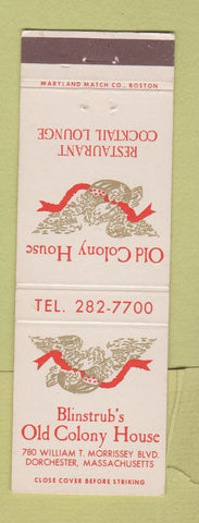 Matchbook Cover - Blinstrub's Old Colony House Dorchester MA