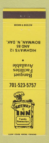 Matchbook Cover - Gateway Inn Restaurant Bowman ND