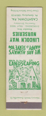 Matchbook Cover - Lincoln Ways Nurseries Cashtown PA