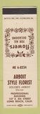 Matchbook Cover - Arboit Style Flowers Long Beach CA