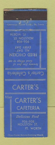 Matchbook Cover - Carter's Cafeteria Fort Worth TX WEAR