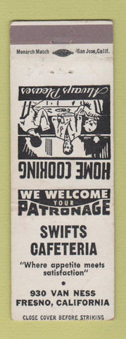 Matchbook Cover - Swifts Cafeteria Fresno CA