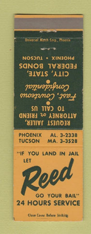 Matchbook Cover - Reed Bail Bonds Phoenix Tucson AZ