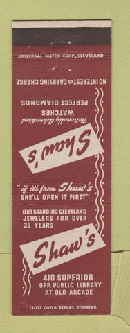 Matchbook Cover - Shaw's Jewelry Cleveland OH