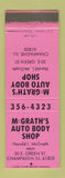 Matchbook Cover - McGrath's Auto Body Champaign IL PINK
