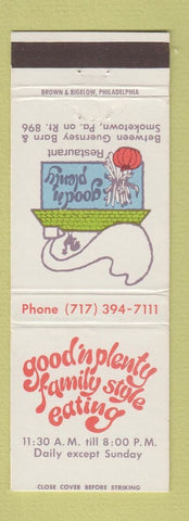 Matchbook Cover - Good n Plenty Restaurant Smoketown PA