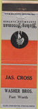 Matchbook Cover - Hickey Freeman clothes men's Jas Cross Fort Worth TX