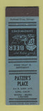 Matchbook Cover - Patzer's Place Lodi CA