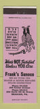 Matchbook Cover - Frank's Sunoco oil gas Reading PA