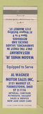 Matchbook Cover - Al Wagner Motor Sales Youngstown OH WEAR
