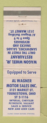 Matchbook Cover - Al Wagner Motor Sales Youngstown OH WEAR