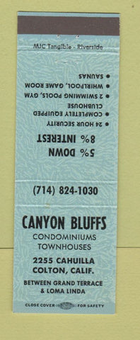 Matchbook Cover - Canyon Bluffs Condos Colton CA BLUE
