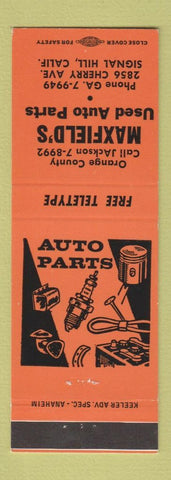 Matchbook Cover - Maxfield's Auto Parts Signal Hill CA ORANGE