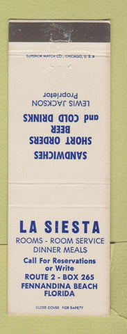 Matchbook Cover - La Siesta Motel Fennandina Beach FL restaurant