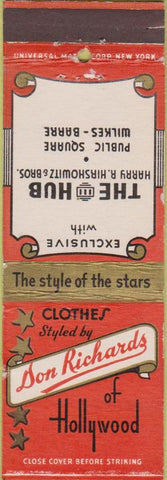 Matchbook Cover - Richards of Hollywood men's clothes Wilkes Barre PA