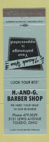 Matchbook Cover - H and G Barber Shop Toledo OH