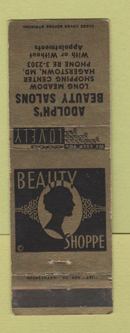Matchbook Cover - Adolph's Beauty Salons Hagerstown MD