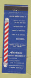 Matchbook Cover - American Barber Colleges Pasadena Long Beach San Bernardino CA