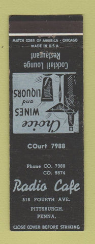 Matchbook Cover - Radio Cafe Pittsburgh PA