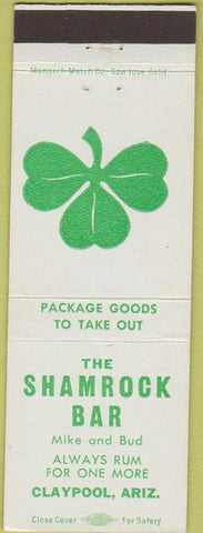 Matchbook Cover - Shamrock Bar Claypool AZ