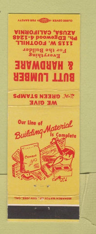 Matchbook Cover - Butt Lumber Hardware Azusa CA