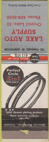 Matchbook Cover - 2 in 1 Piston Rings Crystal Lake IL