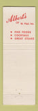 Matchbook Cover - Albert's St Paul MN restaurant