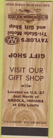Matchbook Cover - Taylor's Motel Angola IN