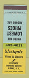 Matchbook Cover - Westgate Wines Liquors Albany NY