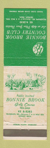 Matchbook Cover - Bonnie Brook Country Club Detroit MI