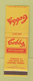 Matchbook Cover - Cobbs Restaurant Stafford VA