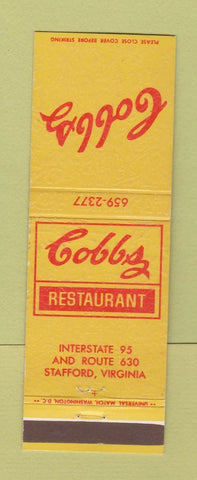 Matchbook Cover - Cobbs Restaurant Stafford VA