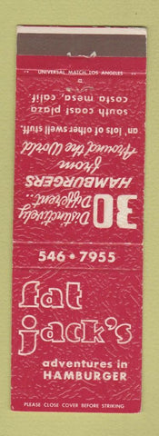 Matchbook Cover - Fat Jack's Hamburgers Costa Mesa CA