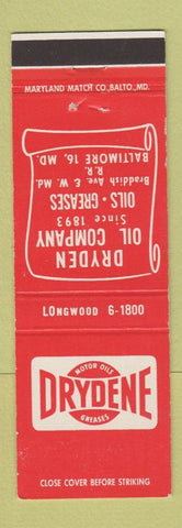 Matchbook Cover - Drydene oil grease Baltimore MD