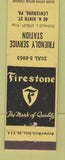 Matchbook Cover - Friendly Service oil gas Firestone Tires Lewisburg PA  YELLOW