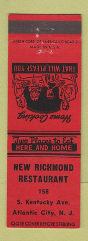 Matchbook Cover - New Richmond Restaurant Atlantic City NJ