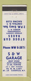 Matchbook Cover - S&W Garage Cassville NY Stock Car Racing Morris NY