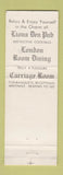 Matchbook Cover - 3 Lions Supper Club West Baraboo WI WHITE