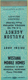 Matchbook Cover - Westana Mobile Homes Missoula MT teal