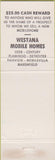 Matchbook Cover - Westana Mobile Homes Missoula MT teal