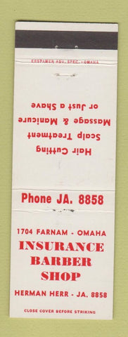 Matchbook Cover - Insurance Barber Shop Omaha NE