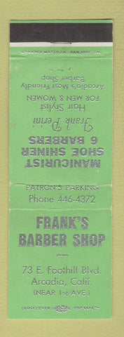 Matchbook Cover - Frank's Barber Shop Arcadia CA