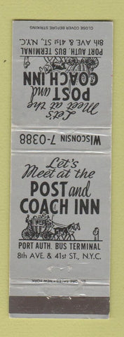 Matchbook Cover - Post and Coach Inn New York City WEAR